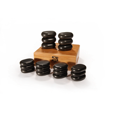 Master Massage Mini Body Massage Hot Stone Set with Bamboo Box (Basalt Rock - 18 pcs) (31133)