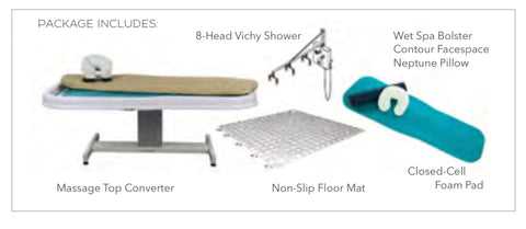 Touch America Stationary Neptune Wet Table and 8-Head Vichy Shower Deluxe Package(82030)