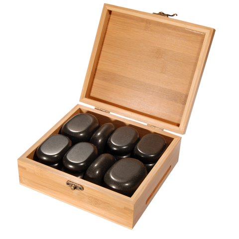 Master Massage Mini Body Massage Hot Stone Set with Bamboo Box (Basalt Rock - 18 pcs) (31133)