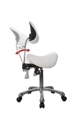 Silver Fox Rolling Saddle Stool with Backrest (EF1025A)